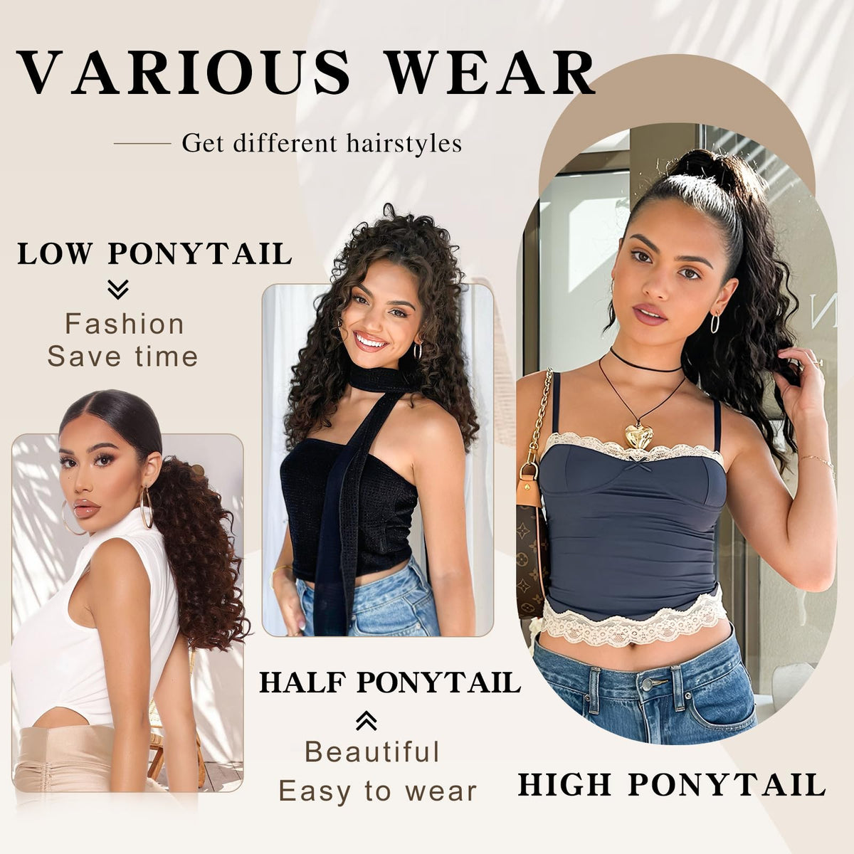SHNMIN ponytail extension in soft-touch fiber for comfortable wear