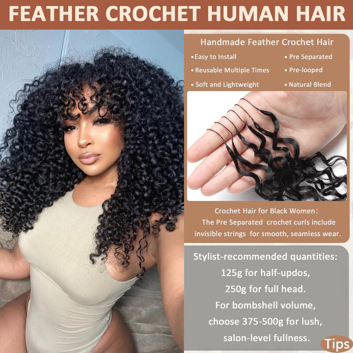 ShowCoco Miracle Knots feather crochet weft with soft texture for comfortable wear