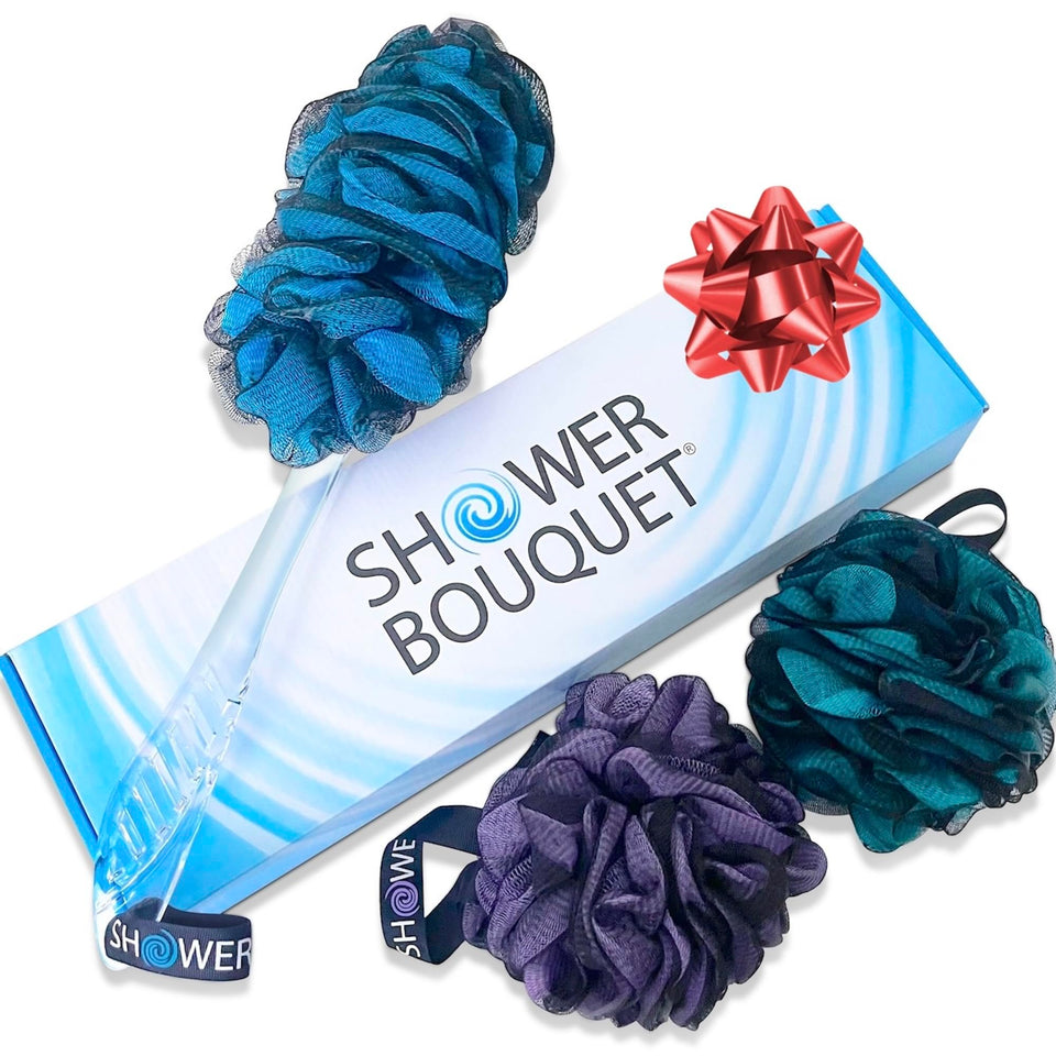 Shower Bouquet charcoal back scrubber for deep cleansing and easy reach