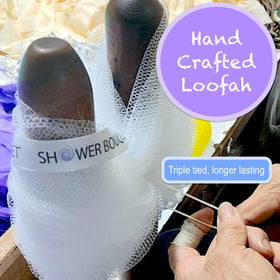 Shower Bouquet extra-large loofa poufs 75g deliver rich lather for body wash