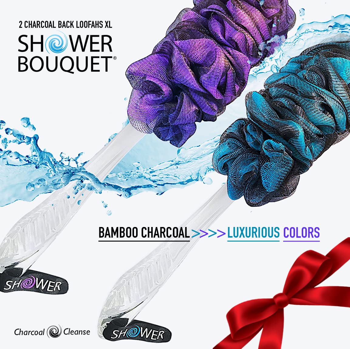 Shower Bouquet family-friendly back-scrubber with easy grip for shared use.