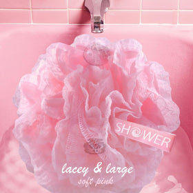 Hanging loop on Shower Bouquet loofah supports easy dry storage