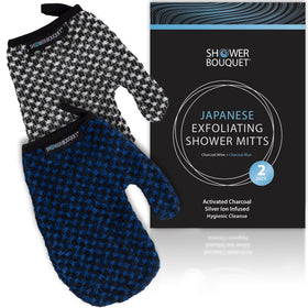Shower Bouquet mitt closeup texture emphasizes soft surface after exfoliation