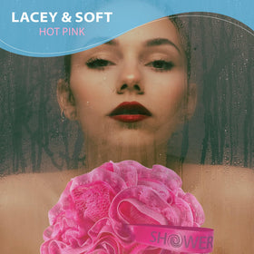 Shower Bouquet lavender lace mesh loofah provides soft exfoliation and cleansing.