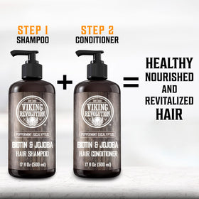Viking Revolution Biotin Mens Shampoo in a shower scene for a spa-like routine