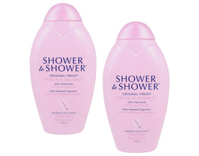 Shower To Shower Original Fresh chamomile body powder two-pack packaging for lasting freshness