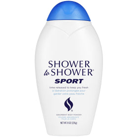 Shower To Shower Sport Powder dispense action demonstrates easy, mess-free application