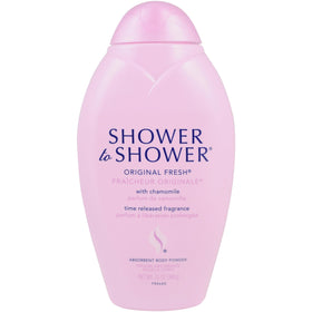 Shower To Shower talc-free corn starch formula keeps skin dry and comfortable