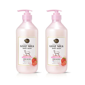 SHOWERMATE premium goat milk body wash strawberry two-pack bottle highlighting hydration
