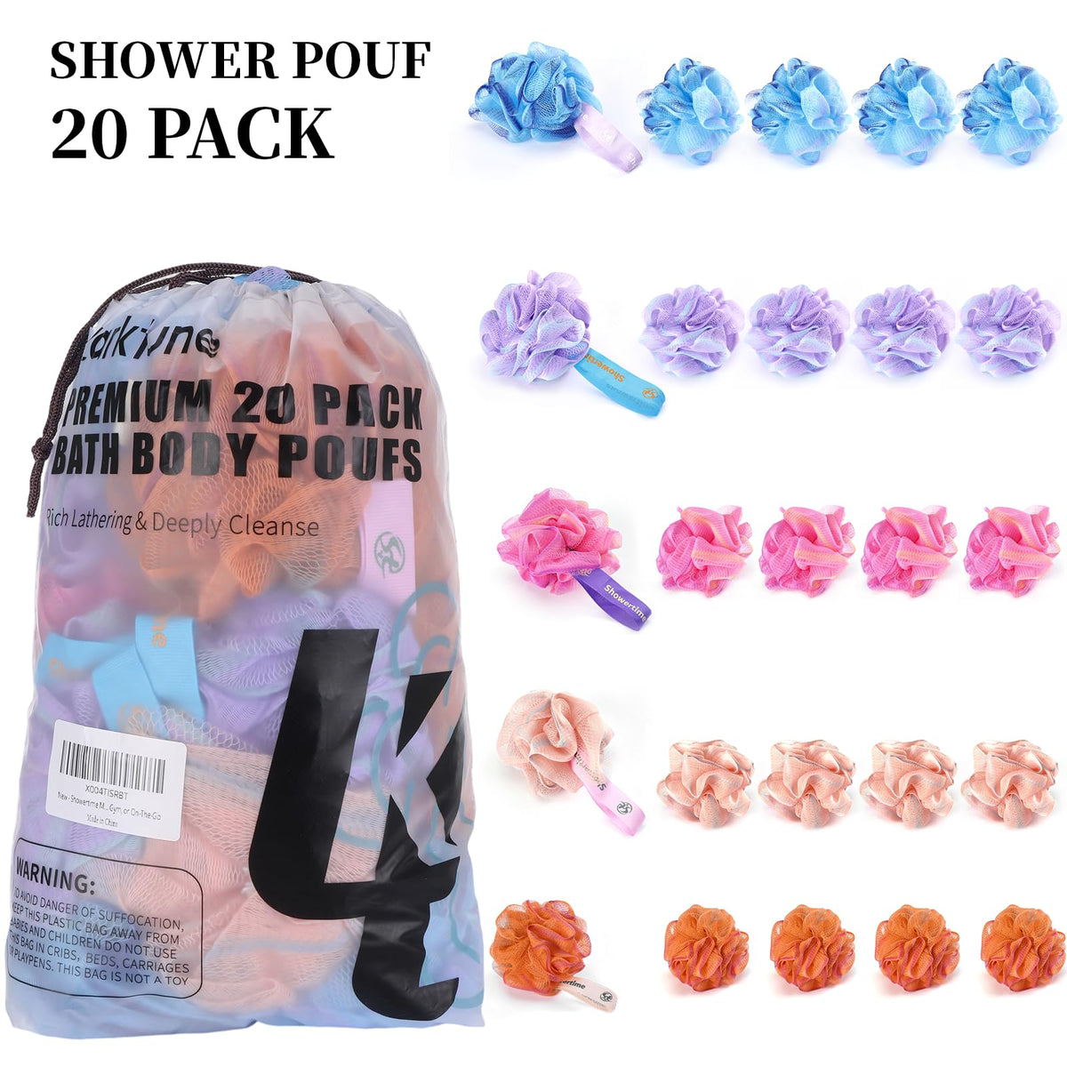 Showertime Mini Shower Loofah lightweight and compact, ideal for travel totes and gym bags.