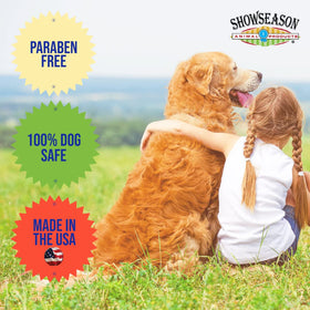 ShowSeason South Bark bottle label highlights blueberry-clove scent and ethical sourcing.