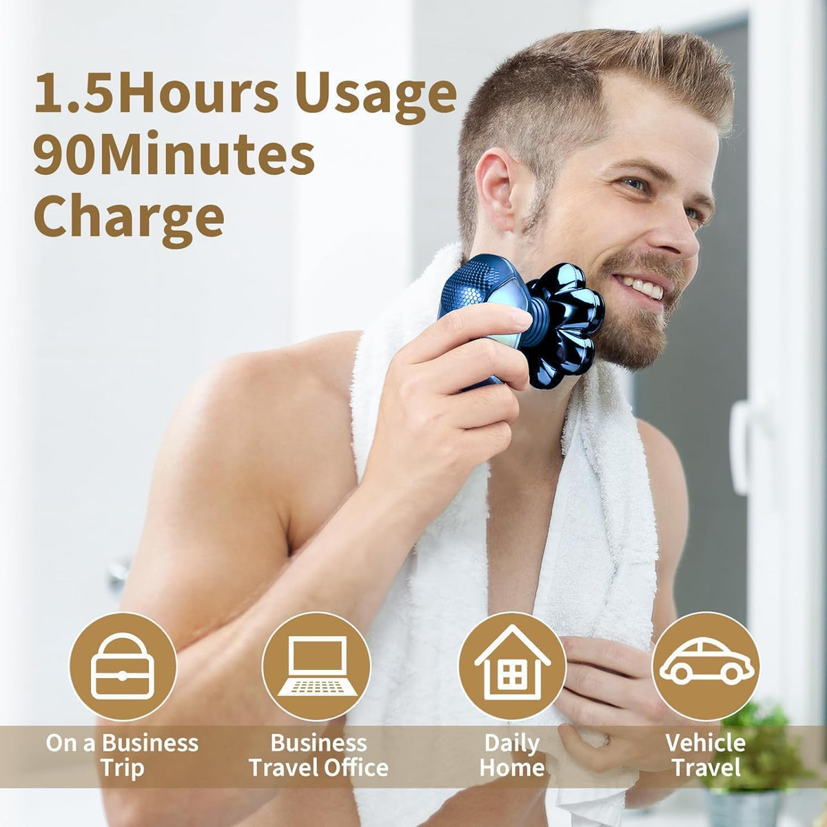 SHPAVVER LED display shows battery level for planning shaves