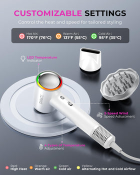 SHRATE dual heat and speed settings tailor drying to hair type.