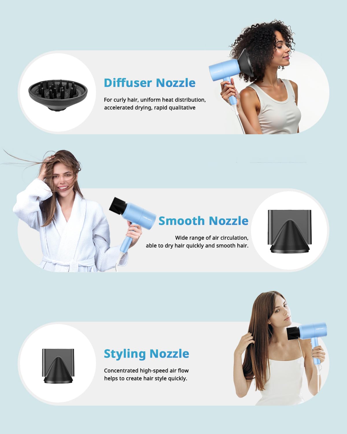 SHRATE Ionic Hair Dryer heat and speed controls enable customized drying