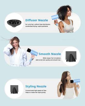 SHRATE Ionic Hair Dryer heat and speed controls enable customized drying