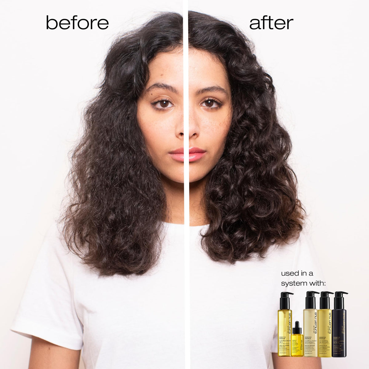 shu uemura art of hair Essence Absolue Nourishing Cream applied on damp hair for manageability