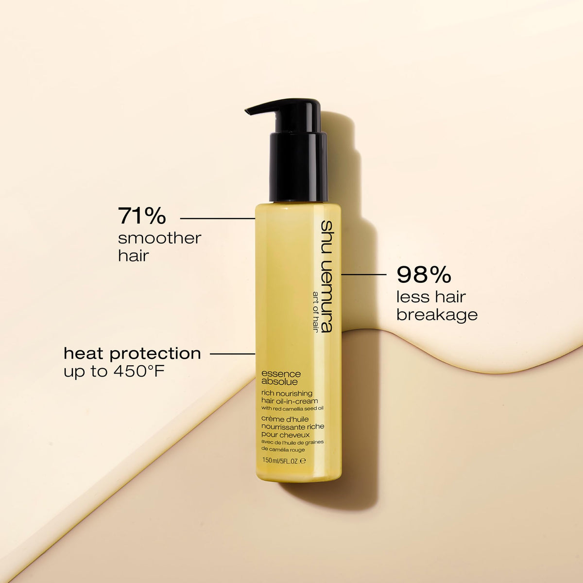 shu uemura art of hair Essence Absolue Nourishing Cream jar close-up highlighting rich hydration