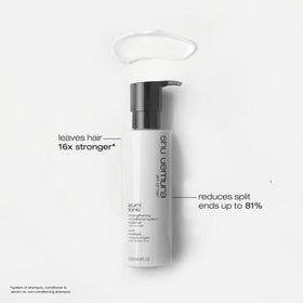 Shu Uemura Art of Hair Izumi Tonic label close-up shows premium conditioning and strength