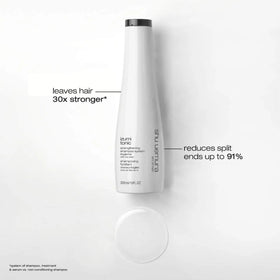shu uemura art of hair Izumi Tonic bottle closeup highlights rice water benefits for stronger, more resilient hair