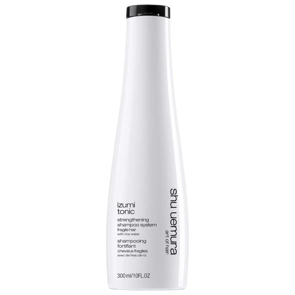 shu uemura art of hair Izumi Tonic shampoo bottle pour highlights hydrating formula for damaged hair