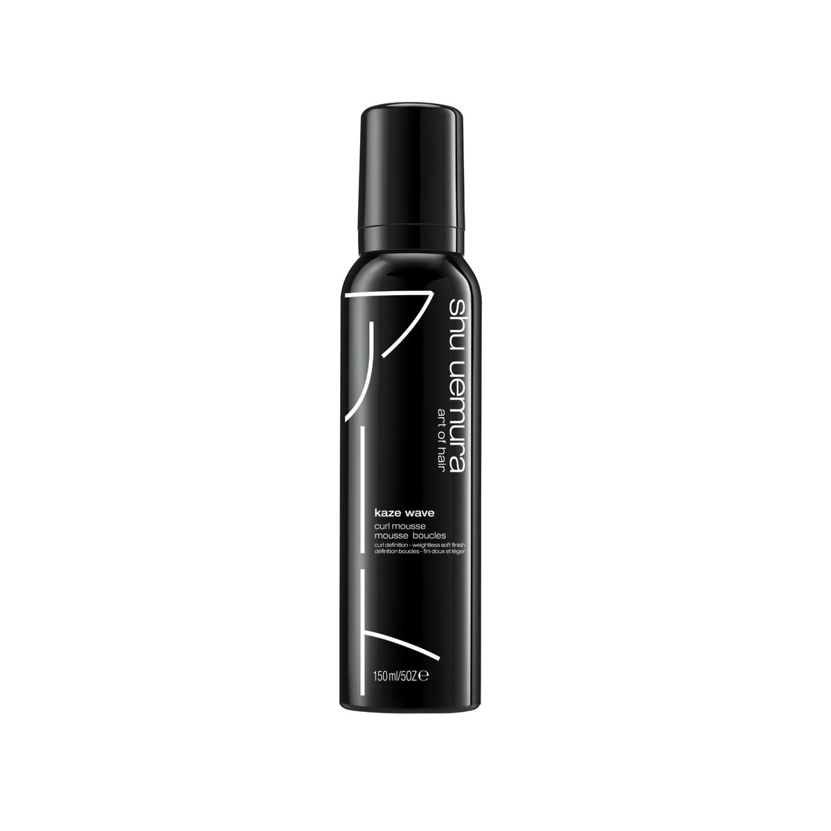 Shu Uemura Art of Hair Kaze Wave Mousse bottle, defining curls with a soft, weightless finish.
