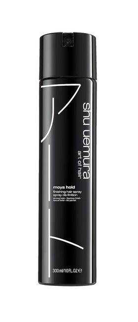 shu uemura art of hair moya hold finishing hairspray bottle delivers weightless, long-lasting hold for sleek styles