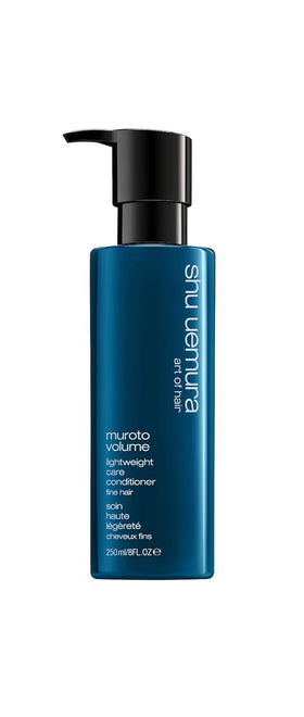 shu uemura art of hair Muroto Volume bottle closeup highlighting lightweight volume for fine hair