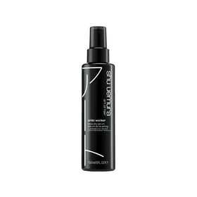 Shu Uemura Art of Hair Shiki Worker bottle pump for precise primer distribution on damp hair.