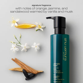 shu uemura art of hair silky hair texture after use promises smoother feel.