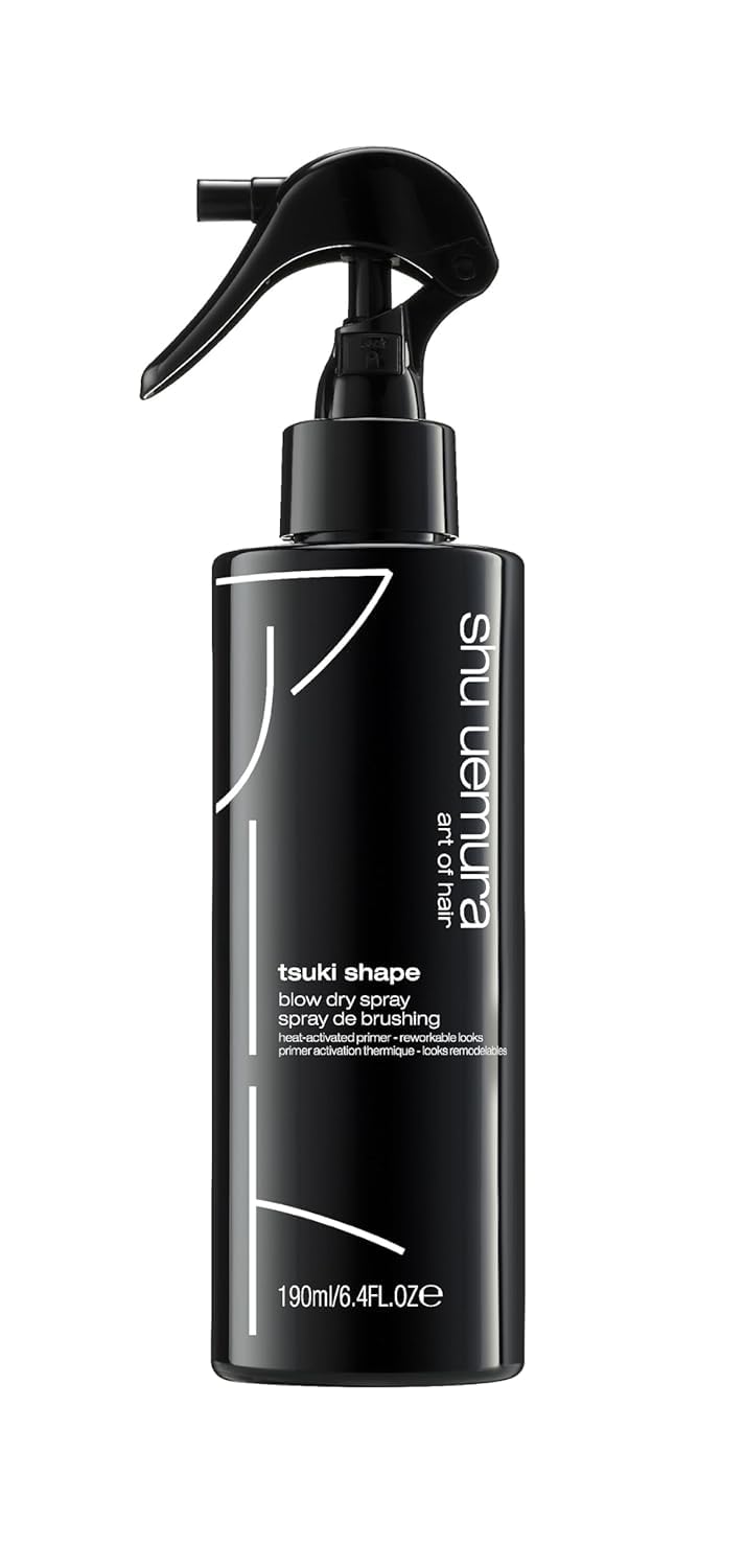 shu uemura art of hair tsuki shape blow dry spray showcases volumizing application at roots