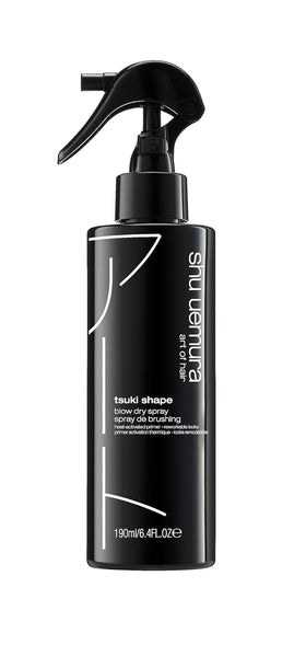 shu uemura art of hair tsuki shape blow dry spray showcases volumizing application at roots