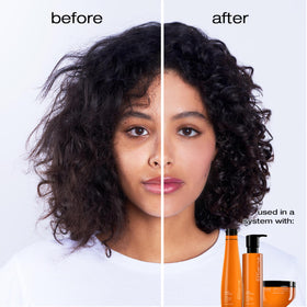 shu uemura art of hair Urban Moisture conditioner dispensing for detangling and smoothing.
