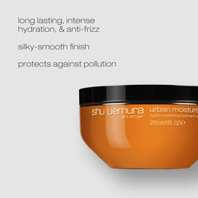 shu uemura art of hair Urban Moisture Mask applied to damp hair for detangling.