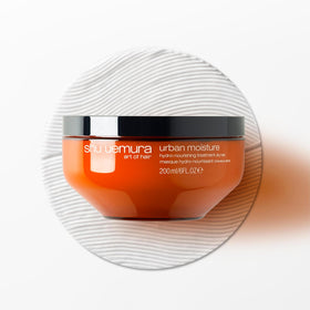shu uemura art of hair Urban Moisture Mask uses moringa oil and red algae nutrients.