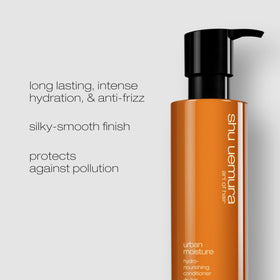 shu uemura art of hair Urban Moisture moringa oil ingredient close-up for nourishment.