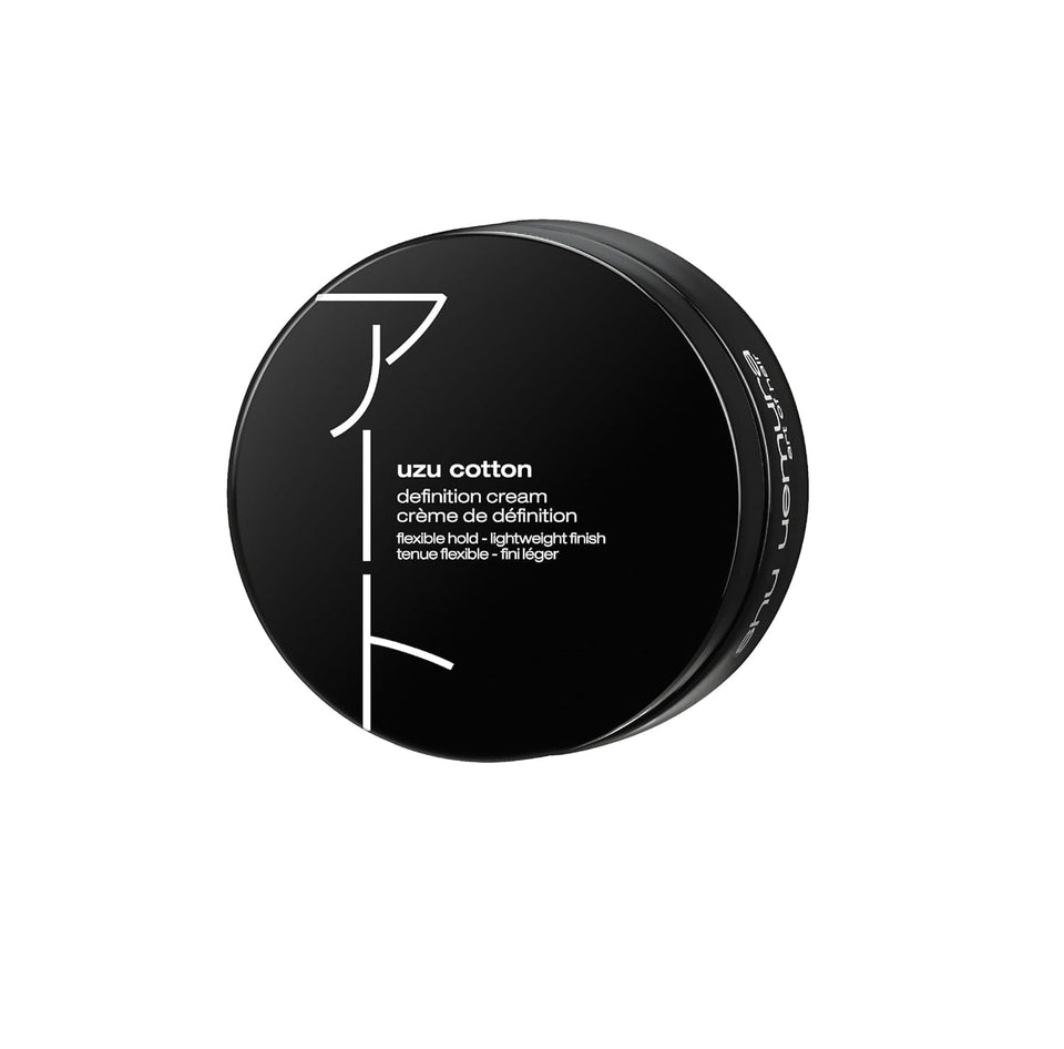 shu uemura art of hair Uzu Cotton Definition Cream bottle for lightweight hold