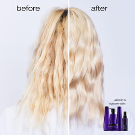 Shu Uemura Yubi Blonde shampoo lather with violet pigment to neutralize brass