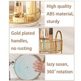 Shuang Qing 3-tier vanity organizer maximizing skincare and cosmetics storage.