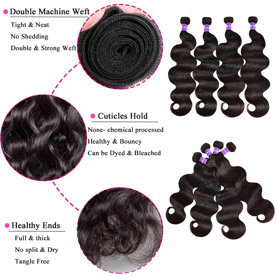 Shuangya Hair body wave bundle 26inch in natural black shade