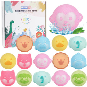 SHUCHING 14-piece animal bath bombs in bright packaging invite playful, kid-friendly bath time