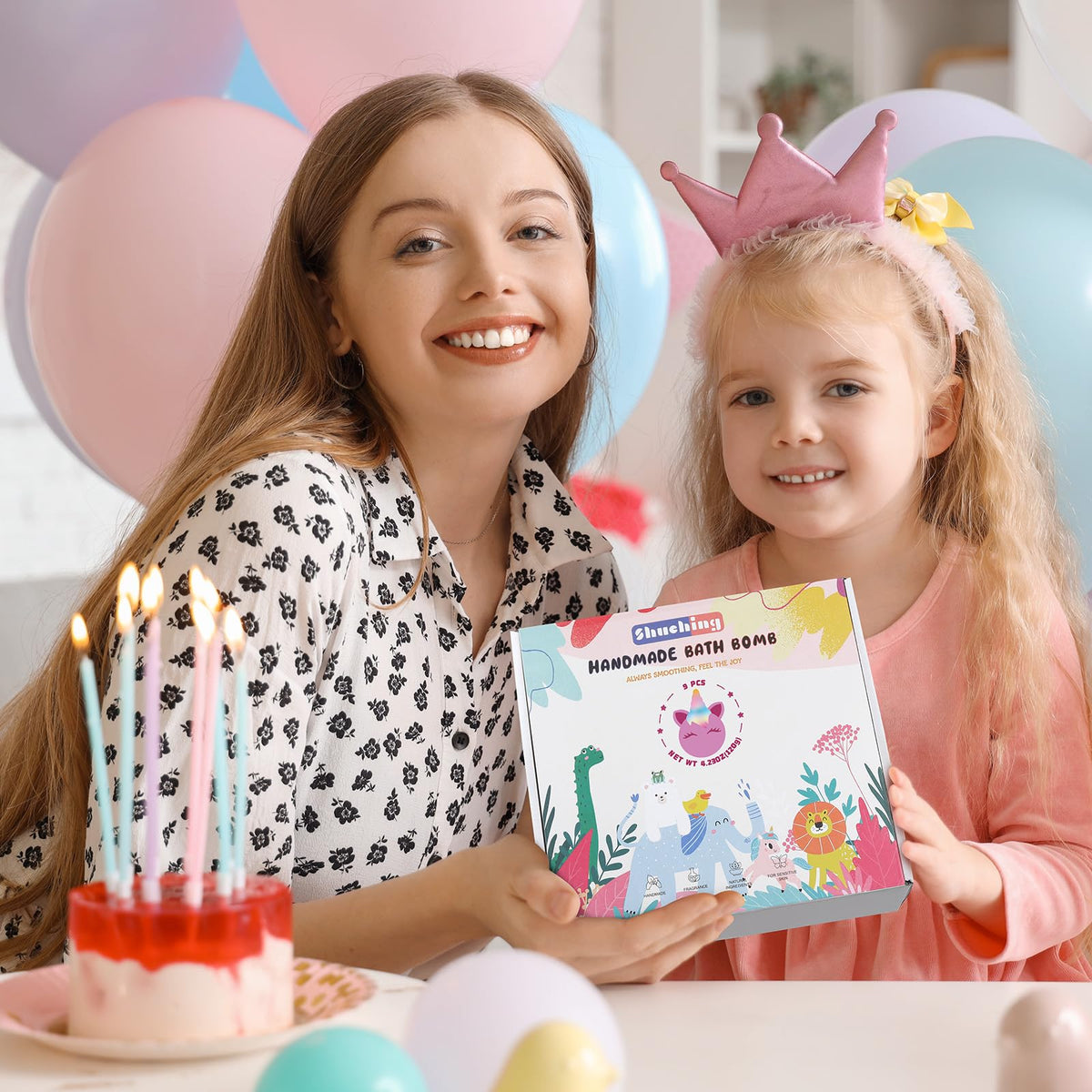 SHUCHING surprise inside a unicorn bath bomb hints at bath-time treasure.