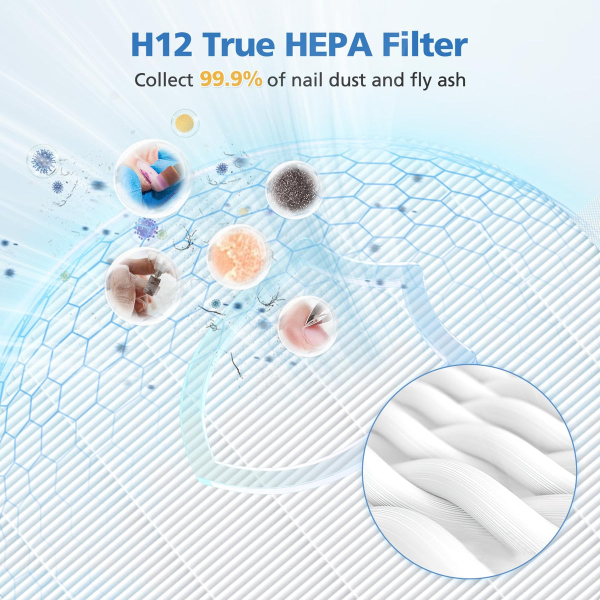 Close-up of ShufudeJa HEPA filter highlighting high filtration performance