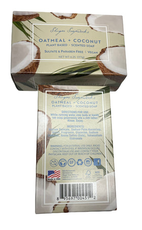 Shugar Soapworks Oatmeal and Coconut soap for gentle cleansing and lather