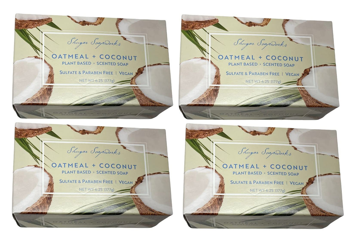 Shugar Soapworks Oatmeal and Coconut soap pack for gentle cleansing with oats