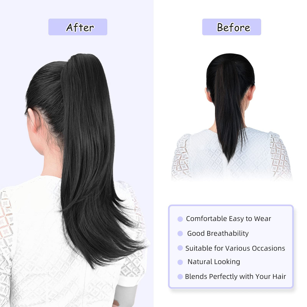 ShulaSHOP 20 inch curly ponytail extension adds length and volume