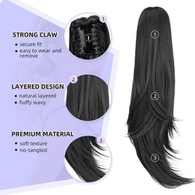 ShulaSHOP Clip-in ponytail application showing quick one-step styling