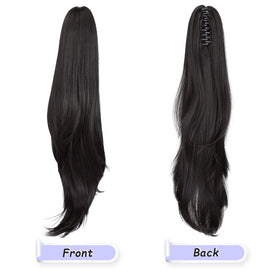 ShulaSHOP natural black synthetic hair close-up showing soft texture.