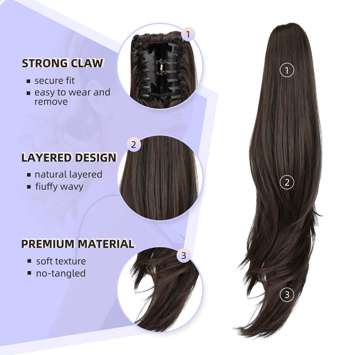 ShulaSHOP natural-looking-ponytail-with-clip highlights easy one-step styling.