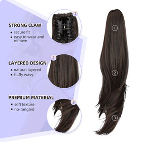 ShulaSHOP natural-looking-ponytail-with-clip highlights easy one-step styling.