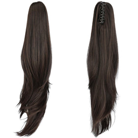 ShulaSHOP pony-tail-extension 24in clip close-up showing natural texture for seamless blend.